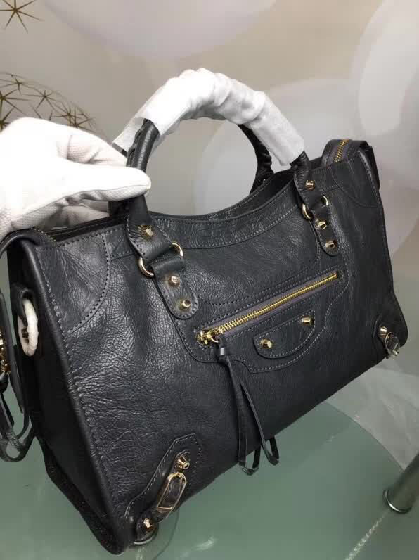 BALENCIAG巴黎世家 歐洲水貨 Balenciaga city mini 小金釘 限量 原廠爆裂紋羊皮黑色 手提肩背包  BL1185